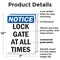 Signmission Lock Gate At All Times, 7 in W x Rectangle, Plastic OS-2PACK-NS-P-710-V-14028 - alternate 5